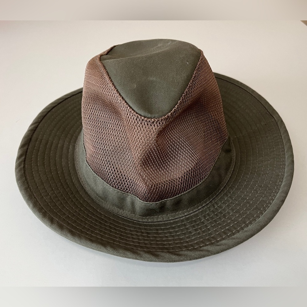 Dorfman Pacific Co Mesh Hat Sz L Fishing Safari Camping Handmade Big Brim Olive